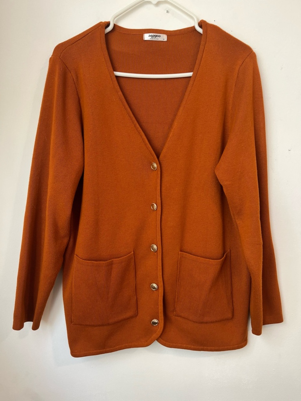 Zeagoo Orange Rust Button-Front Cardigan